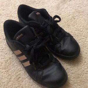 Black Adidas w/Rose Gold Stripes